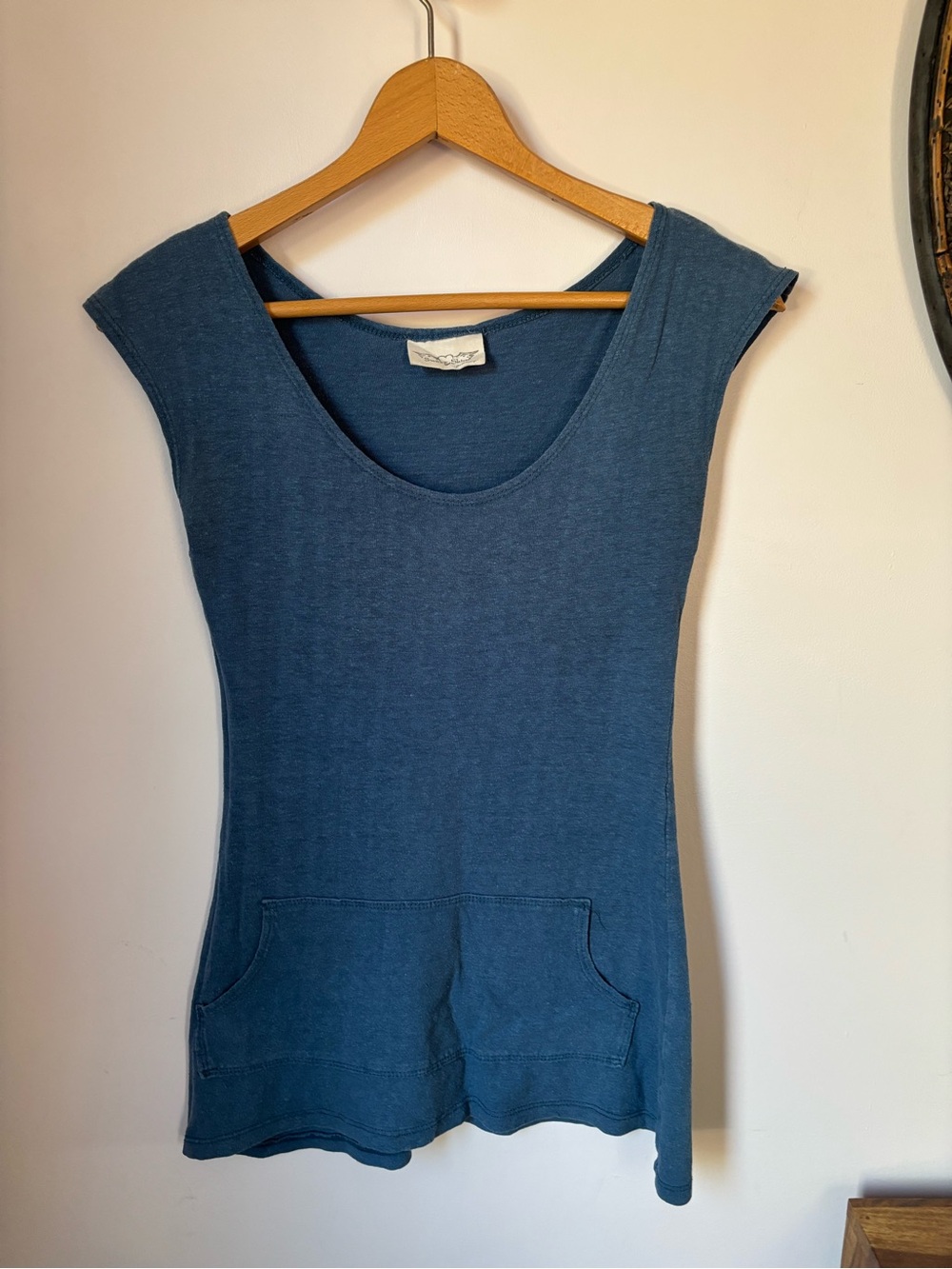 Sweet Water Hemp Slate Blue Scoop Neck Cap Sleeve Tunic Top